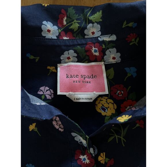 Kate Spade Belted Navy Bouquet Toss Pleated Lake Dress With Pockets Small - Picture 5 of 11